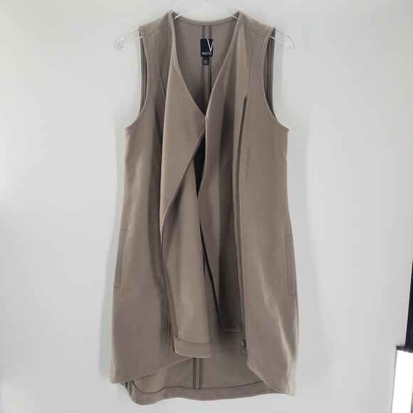 Valette Dress Womens Large Beige Zip Up Asymmetrical Hem Structured Pockets - Picture 3 of 8